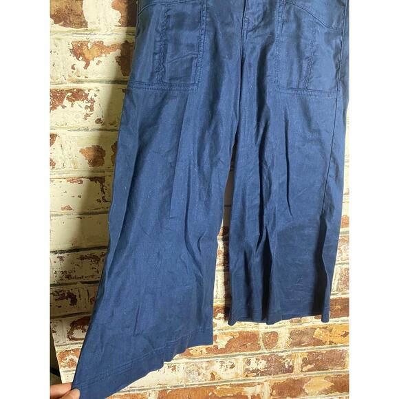 Anthropologie Level 99 Linen & Tencel Blend Wide Leg Capri Gauchos Pants - Picture 5 of 12